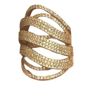 Diamond Gold and Silver Women's Ring 18k gold plated.5 rows. 6 1/2